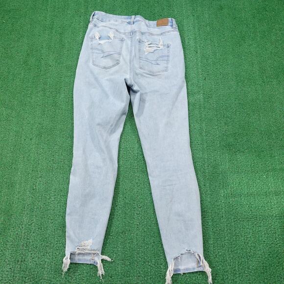 American Eagle Jeans Womens 8 Light Wash Curvy Hi Rise Jegging Ripped Stretch - Picture 5 of 11